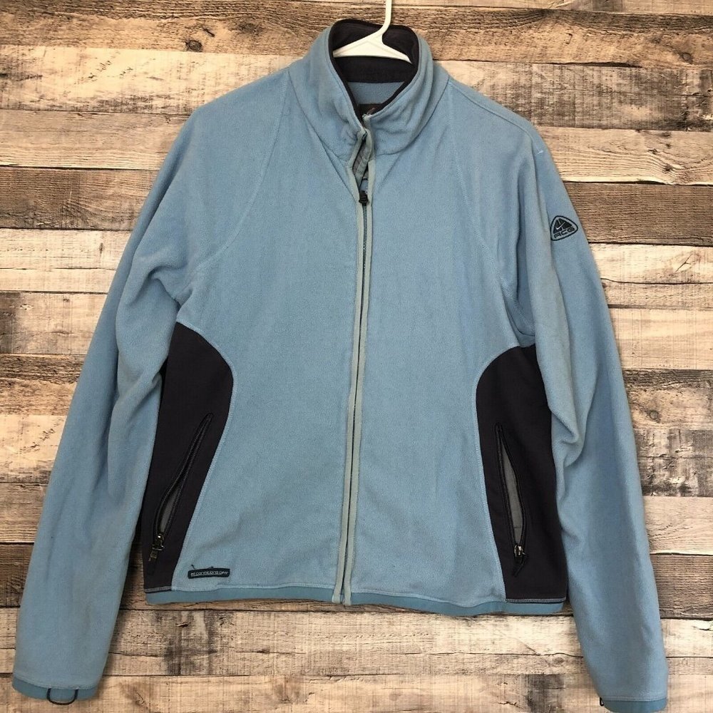 Nike Womens ACG Blue Fleece Zip Up Jacket Size Large Thermal Layer 2